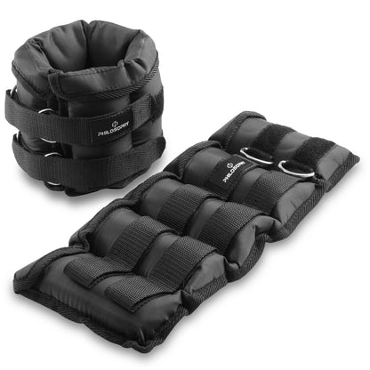 Adjustable Ankle Wrist Weights Pair, Arm Leg Straps Set with Removable Weights