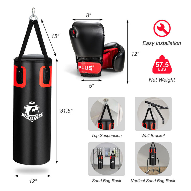 56/63Lbs Filled Punching Bag Set with Boxing Gloves