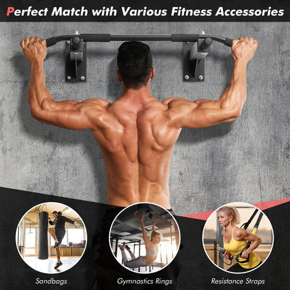 Wall Mounted Multi-Grip Pull up Bar W/Foam Handgrips Full Body Workout Home Gym