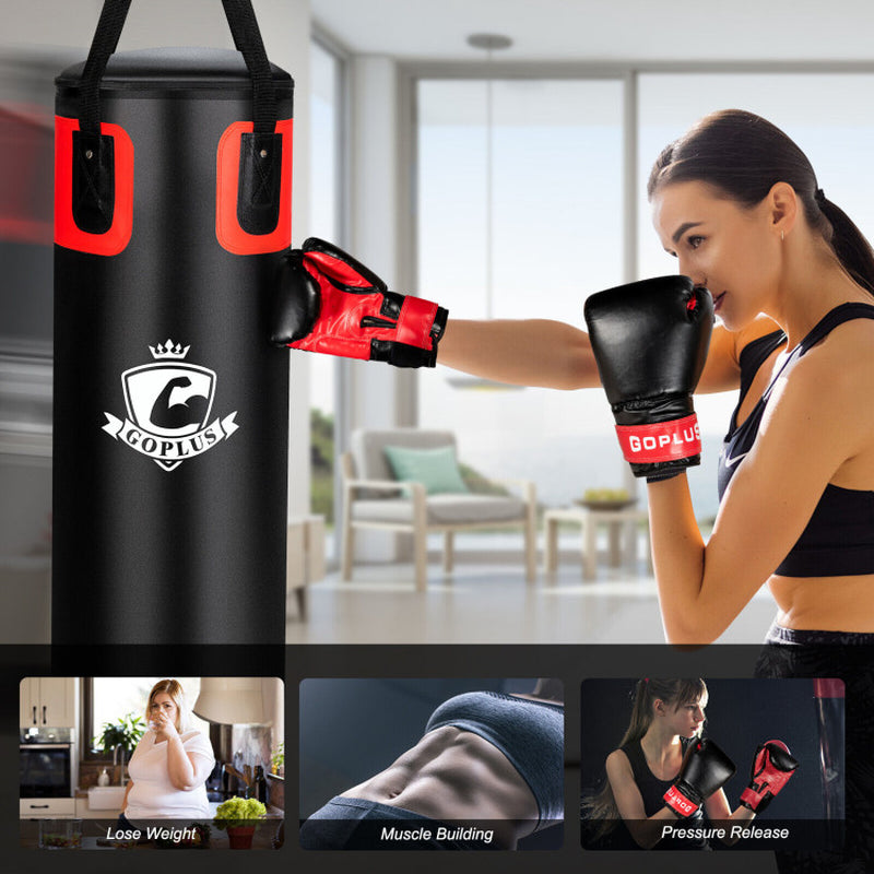 56/63Lbs Filled Punching Bag Set with Boxing Gloves